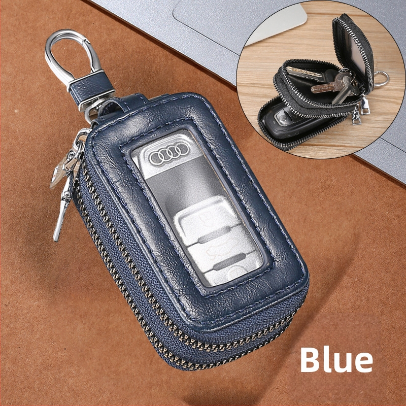 Unisex PU raktų dėklas su dvigubu užtrauktuku, diržo kilpa, miesto minimalistinis stilius, Žiema 2023