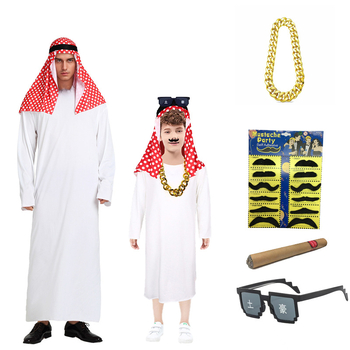 Unisex Arabský kostýmový rúcho – polyester, obsah 95%+; letné vydanie 2025; vhodné pre deti do 17 rokov
