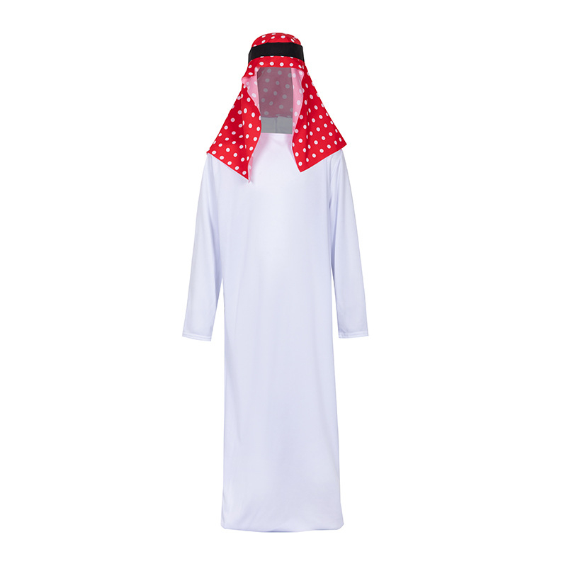 Unisex Arabský kostýmový rúcho – polyester, obsah 95%+; letné vydanie 2025; vhodné pre deti do 17 rokov