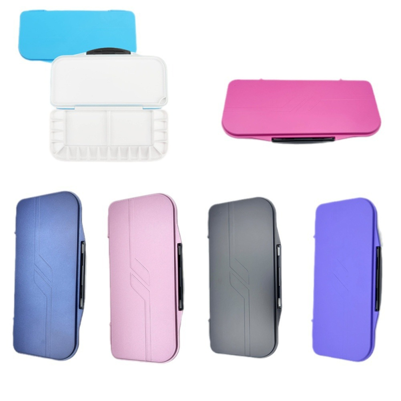 18 skylių akvarelės paletės dėžutė, daugiafunkcinė, su sandarinimo žiedu ir atverčiamu dangteliu, lengvai valoma