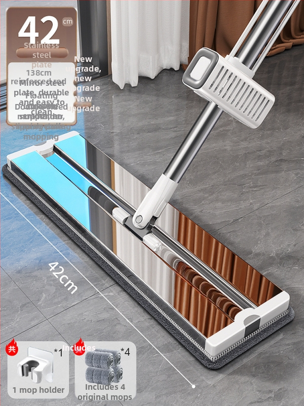 Nerūdijančio plieno plokščiasis mopas šlapiam ir sausam valymui, patvarus modelis 2025
