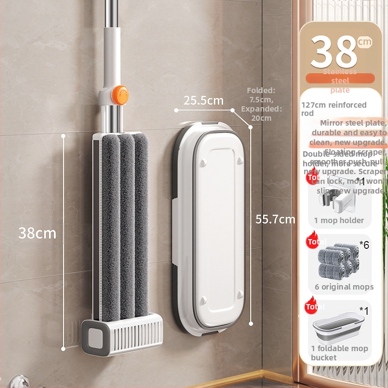 Nerūdijančio plieno plokščiasis mopas šlapiam ir sausam valymui, patvarus modelis 2025