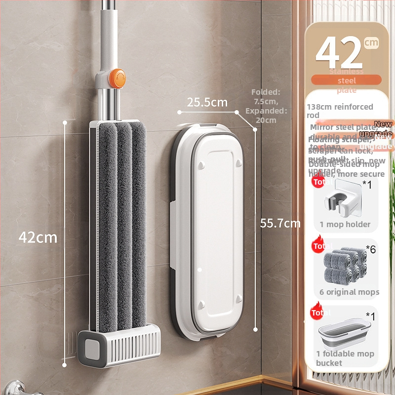 Nerūdijančio plieno plokščiasis mopas šlapiam ir sausam valymui, patvarus modelis 2025