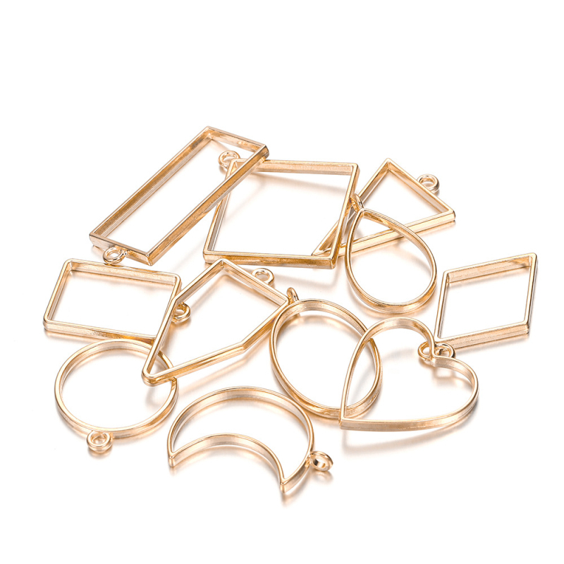 DIY forma na epoxidovú živicu s geometrickým rámom na prívesok z zliatiny – trojuholník a kruh, UV tvarovanie, bez dier (Zinc alloy, Electroplating, Spring 2021, Original Design)