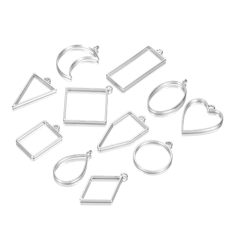 DIY forma na epoxidovú živicu s geometrickým rámom na prívesok z zliatiny – trojuholník a kruh, UV tvarovanie, bez dier (Zinc alloy, Electroplating, Spring 2021, Original Design)
