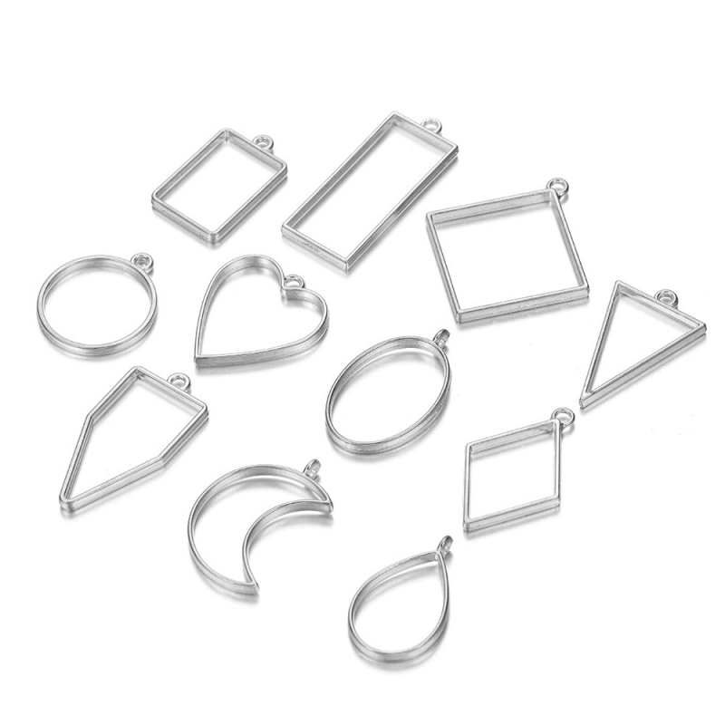 DIY forma na epoxidovú živicu s geometrickým rámom na prívesok z zliatiny – trojuholník a kruh, UV tvarovanie, bez dier (Zinc alloy, Electroplating, Spring 2021, Original Design)