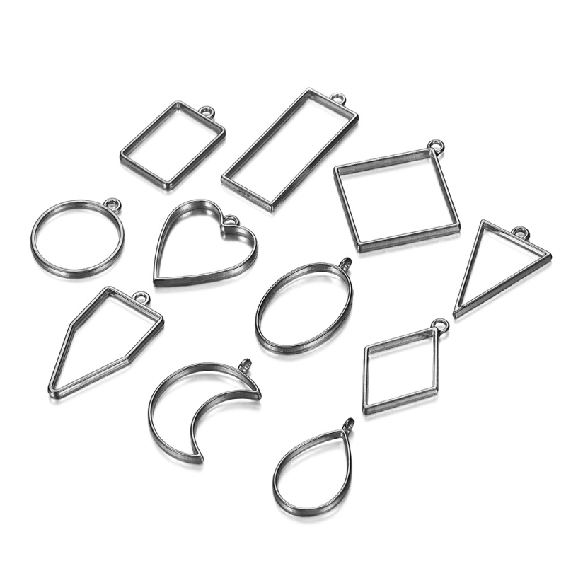 DIY forma na epoxidovú živicu s geometrickým rámom na prívesok z zliatiny – trojuholník a kruh, UV tvarovanie, bez dier (Zinc alloy, Electroplating, Spring 2021, Original Design)
