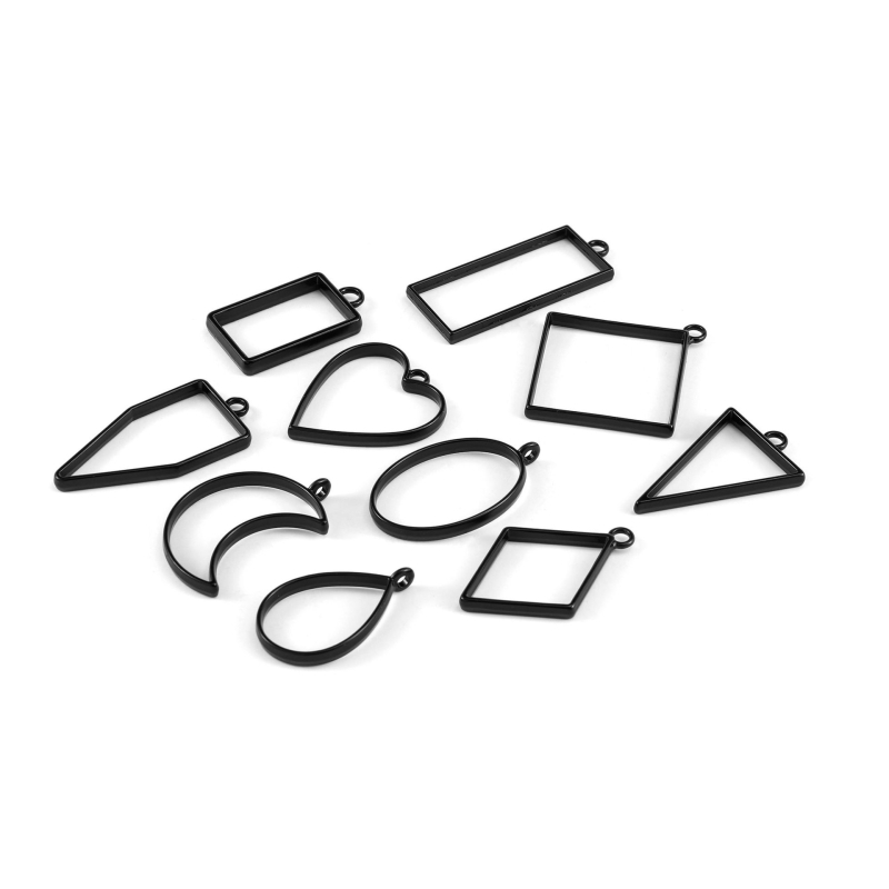 DIY forma na epoxidovú živicu s geometrickým rámom na prívesok z zliatiny – trojuholník a kruh, UV tvarovanie, bez dier (Zinc alloy, Electroplating, Spring 2021, Original Design)