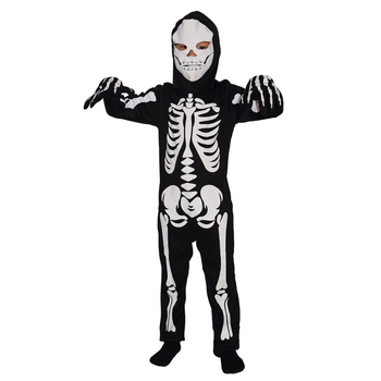 Костюм призрак-скелет за Хелоуин, унисекс, сценично облекло, полиестер, за деца до 17 години
