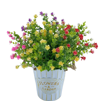 Dirbtinės gėlės — eukaliptas ir kamelija, iš plastiko, įpurškimo formavimu, vestuvėms, lauko naudojimui ir namų dekorui