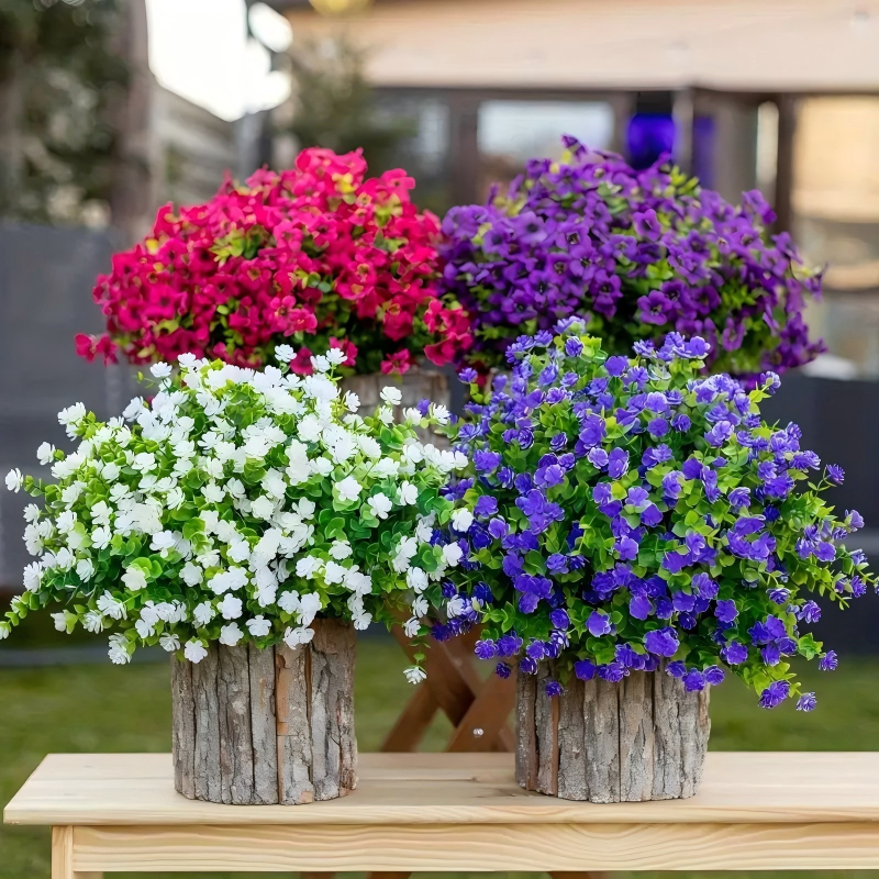 Dirbtinės gėlės — eukaliptas ir kamelija, iš plastiko, įpurškimo formavimu, vestuvėms, lauko naudojimui ir namų dekorui