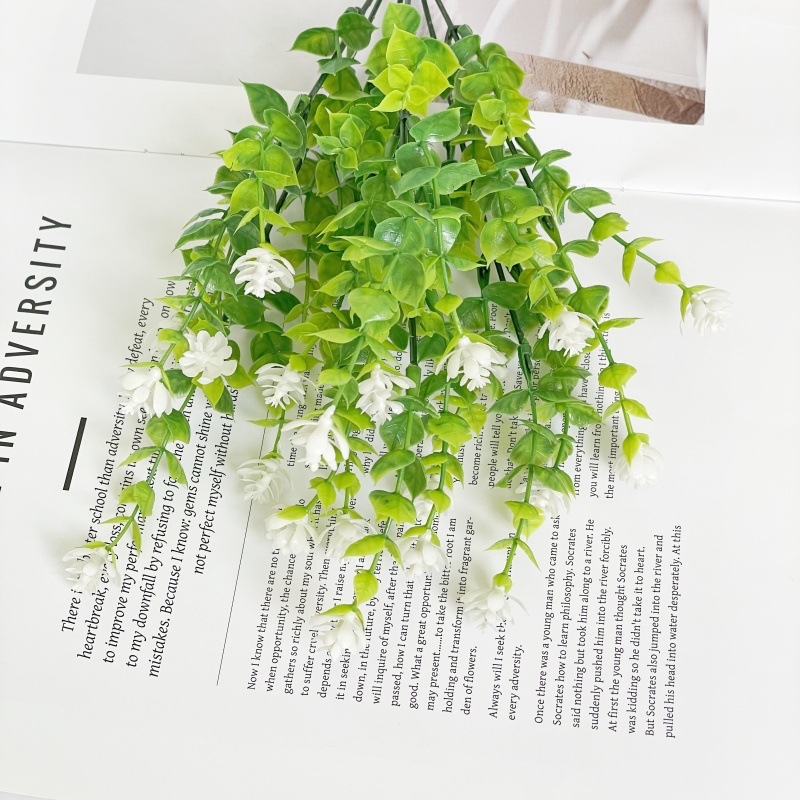 Dirbtinės gėlės — eukaliptas ir kamelija, iš plastiko, įpurškimo formavimu, vestuvėms, lauko naudojimui ir namų dekorui