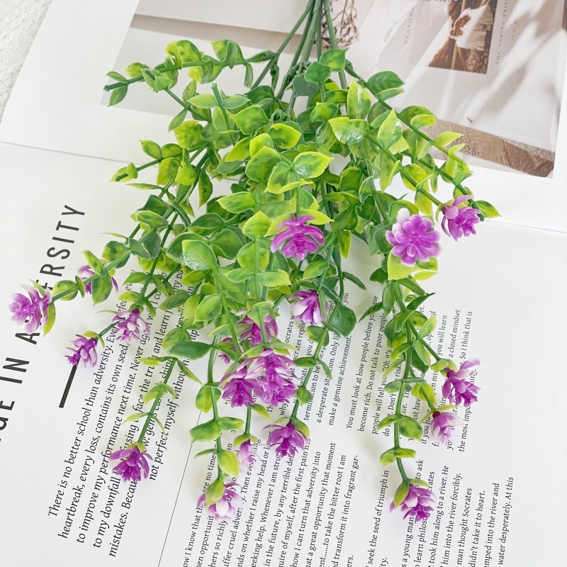 Dirbtinės gėlės — eukaliptas ir kamelija, iš plastiko, įpurškimo formavimu, vestuvėms, lauko naudojimui ir namų dekorui