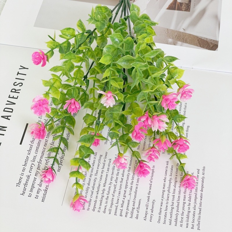 Dirbtinės gėlės — eukaliptas ir kamelija, iš plastiko, įpurškimo formavimu, vestuvėms, lauko naudojimui ir namų dekorui