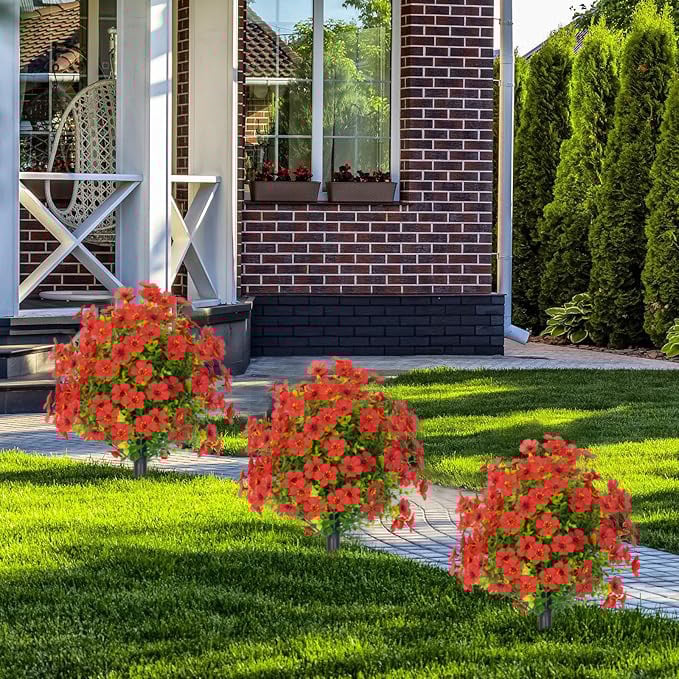 Изкуствени цветя за градина със земни щифтове, пластмасова изработка, инжекционно формовани, марка Red garden