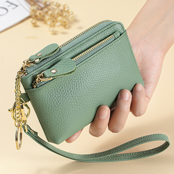 Γυναικείο πορτοφόλι για κέρματα από γνήσιο δέρμα, επένδυση πολυεστέρα, στυλ φρέσκο και γλυκό