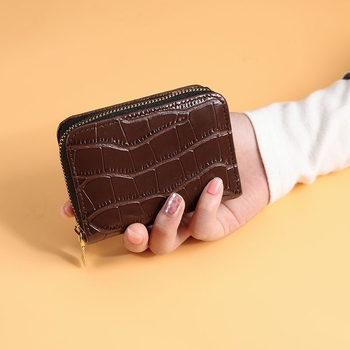 Moteriškas kortelių dėklas su užtrauktuku - PU oda, raidžių raštas, keli kortelių skyreliai, didelis talpa, 2023 m. vasara, kasdieniam naudojimui