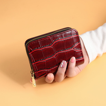 Moteriškas kortelių dėklas su užtrauktuku - PU oda, raidžių raštas, keli kortelių skyreliai, didelis talpa, 2023 m. vasara, kasdieniam naudojimui