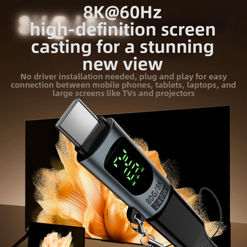 Type-C към дисплей адаптер за цифров извод, 240W бързо зареждане, двупосочен пренос 80Gbps, 8K60Hz поддръжка, Thunderbolt 4 съвместим