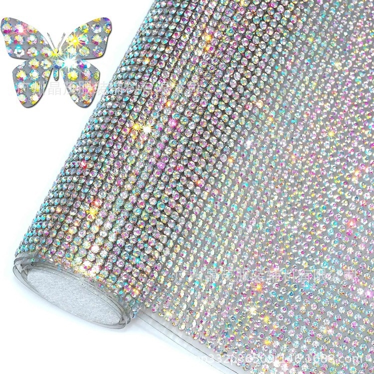 Стикер с кристали на лепяща основа от Jingmao, електроплакирани стъклени кристали, правоъгълен лист за DIY облекло