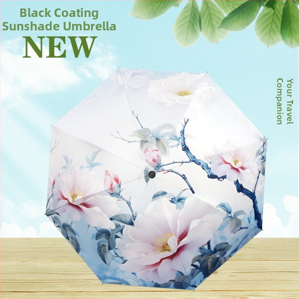 Чадър с дигитален печат, UPF >40 защита от слънцето, 8-ребрен железен каркас, плат 190T, удароустойчива тъкан, ръчно отваряне и затваряне, пластмасова дръжка