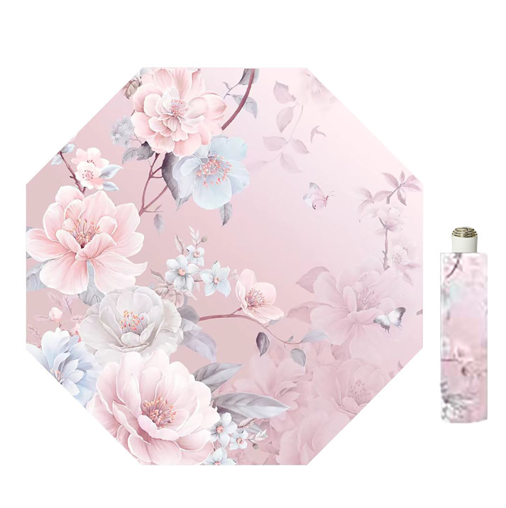 Skėtis su skaitmenine spauda, UPF >40 UV apsauga, 8-ribinis plieno rėmas, 190T audinys, rankinis atidarymas ir uždarymas, plastikinė rankenėlė