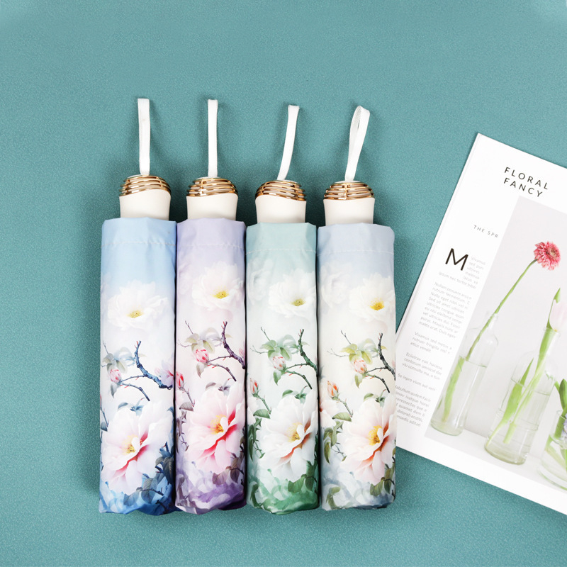 Skėtis su skaitmenine spauda, UPF >40 UV apsauga, 8-ribinis plieno rėmas, 190T audinys, rankinis atidarymas ir uždarymas, plastikinė rankenėlė