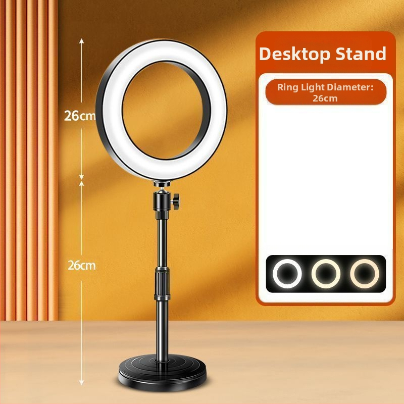 Tālruņa turētājs ar apgaismojumu un statīvu skaistumam tiešraidei, metāla korpuss ar elektroplatinga apdari, maigā gaismas plūsma acu aizsardzībai, iekšējai fotografēšanai