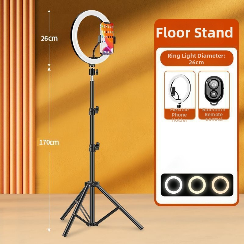 Tālruņa turētājs ar apgaismojumu un statīvu skaistumam tiešraidei, metāla korpuss ar elektroplatinga apdari, maigā gaismas plūsma acu aizsardzībai, iekšējai fotografēšanai