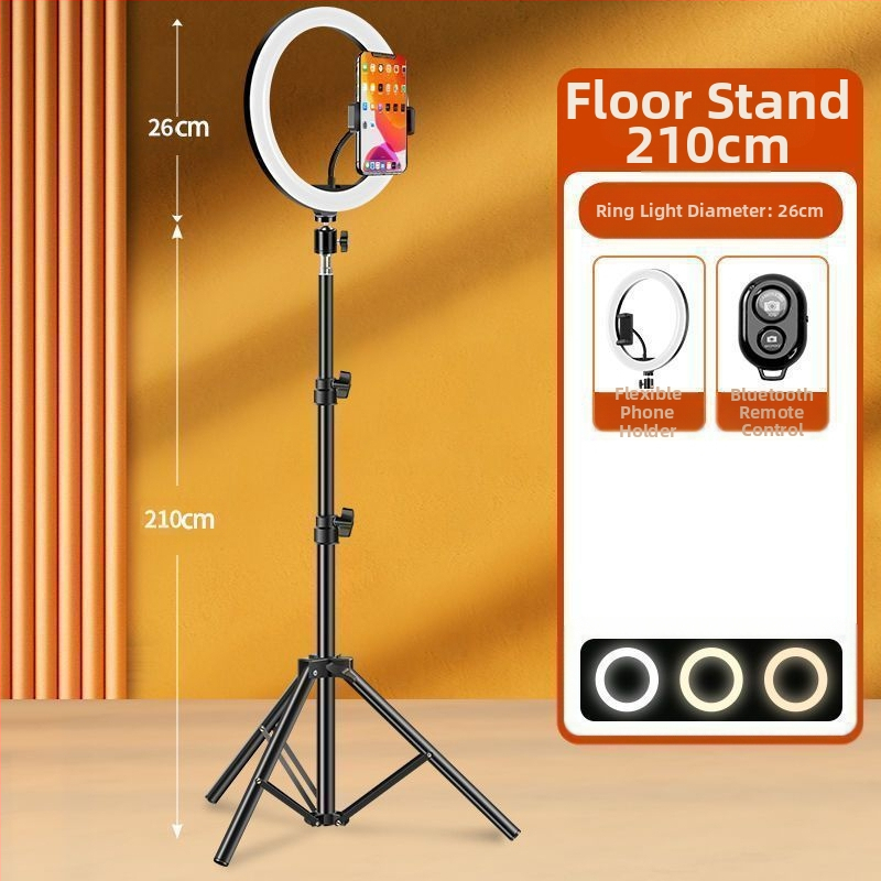 Tālruņa turētājs ar apgaismojumu un statīvu skaistumam tiešraidei, metāla korpuss ar elektroplatinga apdari, maigā gaismas plūsma acu aizsardzībai, iekšējai fotografēšanai