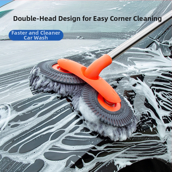 Pasukamas teleskopinis automobilių plovimo šluostė su minkšta Chenille šerelių šerelė, ilga rankena; Medžiagos: Chenille, aliuminio lydinio vamzdelis, PP; Prekės ženklas: Leben/Helloleiboo