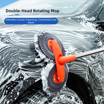 Σκούπα πλυσίματος αυτοκινήτου με περιστρεφόμενη τηλεσκοπική κεφαλή και μαλακή βούρτσα Chenille, μακριά λαβή; Υλικά: Chenille, αλουμινένιος σωλήνας, PP; Μάρκα: Leben/Helloleiboo