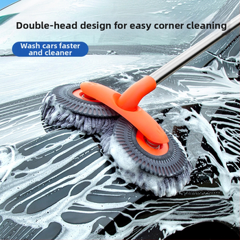 Σκούπα πλυσίματος αυτοκινήτου με περιστρεφόμενη τηλεσκοπική κεφαλή και μαλακή βούρτσα Chenille, μακριά λαβή; Υλικά: Chenille, αλουμινένιος σωλήνας, PP; Μάρκα: Leben/Helloleiboo