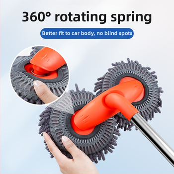 Σκούπα πλυσίματος αυτοκινήτου με περιστρεφόμενη τηλεσκοπική κεφαλή και μαλακή βούρτσα Chenille, μακριά λαβή; Υλικά: Chenille, αλουμινένιος σωλήνας, PP; Μάρκα: Leben/Helloleiboo