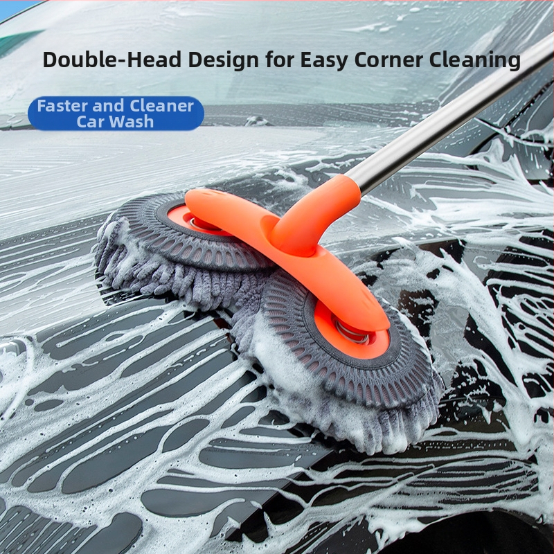 Pasukamas teleskopinis automobilių plovimo šluostė su minkšta Chenille šerelių šerelė, ilga rankena; Medžiagos: Chenille, aliuminio lydinio vamzdelis, PP; Prekės ženklas: Leben/Helloleiboo