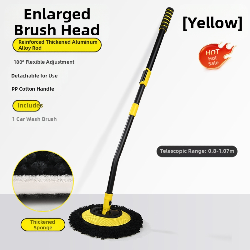 Pasukamas teleskopinis automobilių plovimo šluostė su minkšta Chenille šerelių šerelė, ilga rankena; Medžiagos: Chenille, aliuminio lydinio vamzdelis, PP; Prekės ženklas: Leben/Helloleiboo
