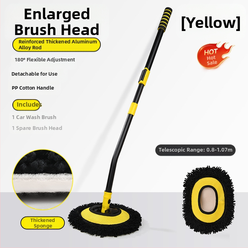 Pasukamas teleskopinis automobilių plovimo šluostė su minkšta Chenille šerelių šerelė, ilga rankena; Medžiagos: Chenille, aliuminio lydinio vamzdelis, PP; Prekės ženklas: Leben/Helloleiboo