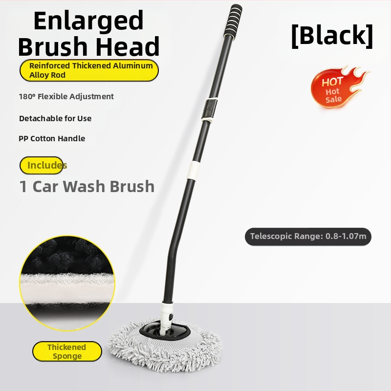 Pasukamas teleskopinis automobilių plovimo šluostė su minkšta Chenille šerelių šerelė, ilga rankena; Medžiagos: Chenille, aliuminio lydinio vamzdelis, PP; Prekės ženklas: Leben/Helloleiboo