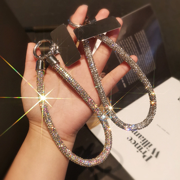 Шнур за мобилен телефон с AAA кристали, унисекс, метална катарама, лого отпечатано, самостоятелна опаковка