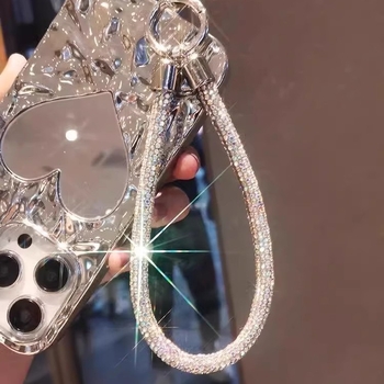 Шнур за мобилен телефон с AAA кристали, унисекс, метална катарама, лого отпечатано, самостоятелна опаковка