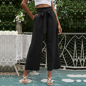 Дамски къси широки панталони с висока талия, полиестер/регенирана целулоза смес, средна плътност, есен 2022