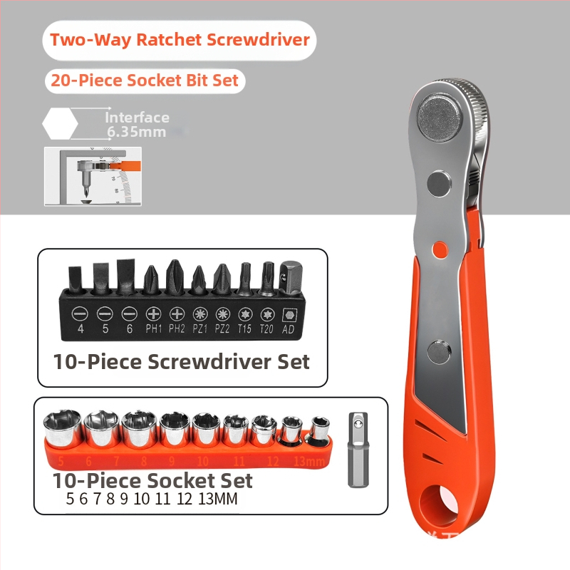 Комплект Eagle Shield отвертки с реверсивен тресчотков механизъм, сгъваем ключ и битове под ъгъл — Карбонова стомана, тегло 0.6 кг, Комплект: Да, Магнитно: Не, Изолирано: Не