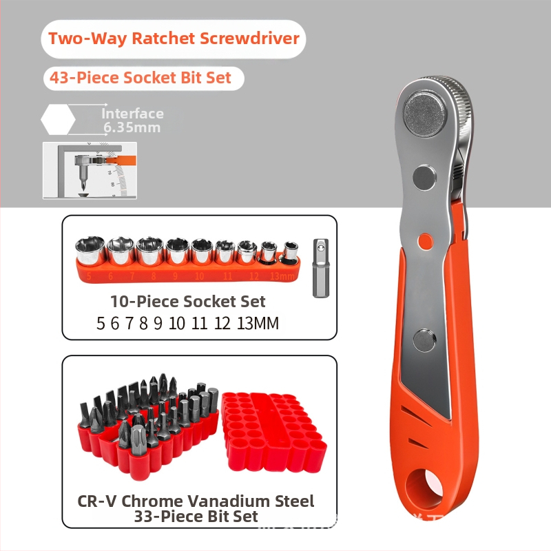 Комплект Eagle Shield отвертки с реверсивен тресчотков механизъм, сгъваем ключ и битове под ъгъл — Карбонова стомана, тегло 0.6 кг, Комплект: Да, Магнитно: Не, Изолирано: Не