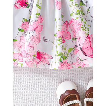 Φόρεμα Α-γραμμής χωρίς μανίκια για κοριτσάκια, με τύπωμα πεταλούδας и φιόγκο – Πολυεστέρας