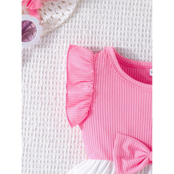 Φόρεμα Α-γραμμής χωρίς μανίκια για κοριτσάκια, με τύπωμα πεταλούδας и φιόγκο – Πολυεστέρας