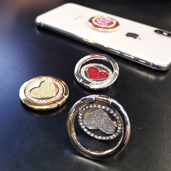 Глитър пръстенов държач за мобилен телефон – пръстенова скоба от сплав с кристали, универсална съвместимост