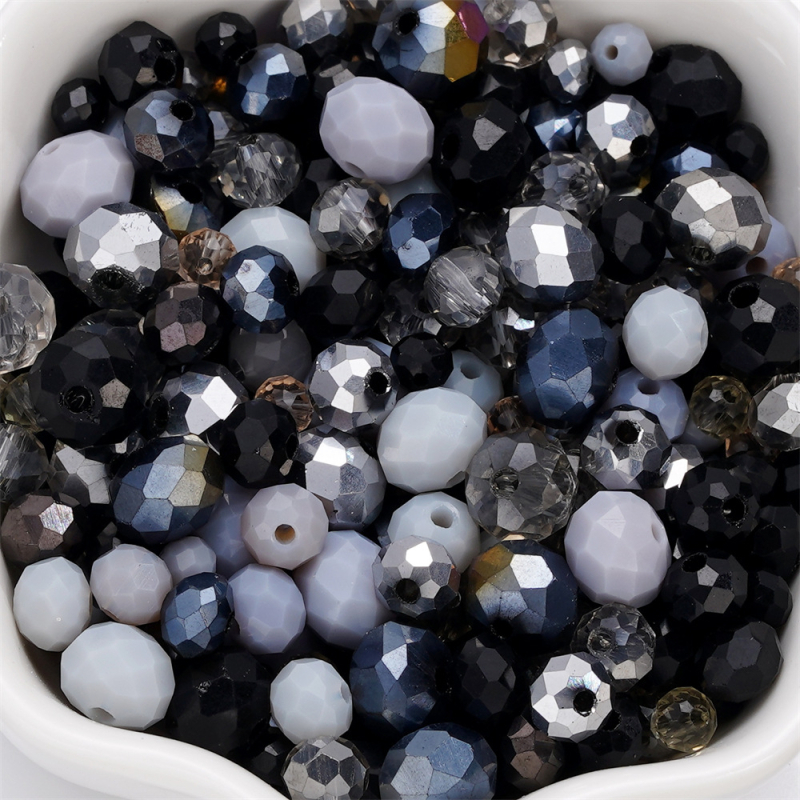 Sklenené zmiešané krištáľové korálky s kolieskovými a diamantom tvarovanými korálkami pre DIY šitie – pôvodný dizajn, Yiwu pôvod, leto 2024, licencovaný súkromný štítok