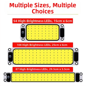 LED COB εσωτερικό φως ανάγνωσης για καμπίνα οχήματος — 12-85V, αλουμινένια COB μονάδα, 54/64/87/108 LED κόμβοι, κατάλληλο για φορτηγά, αυτοκίνητα, ημιρυμουλκούμενα, βαν και λεωφορεία