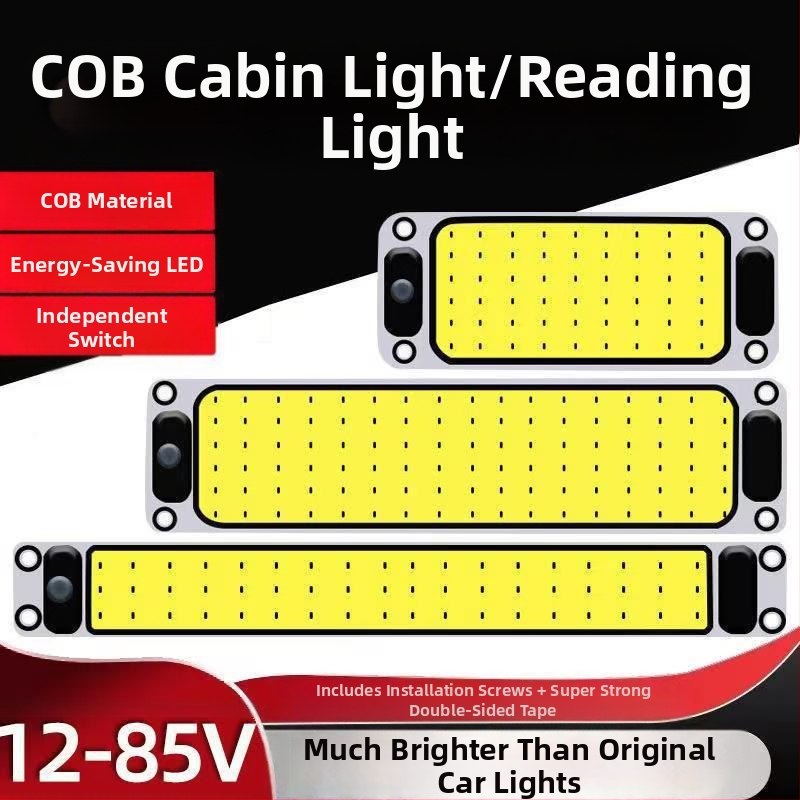 LED COB vnútorné čítacie svetlo do kabíny vozidla — 12-85V, hliníková COB doska, 54/64/87/108 diód, vhodné pre nákladné autá, osobné autá, dodávky a autobusy