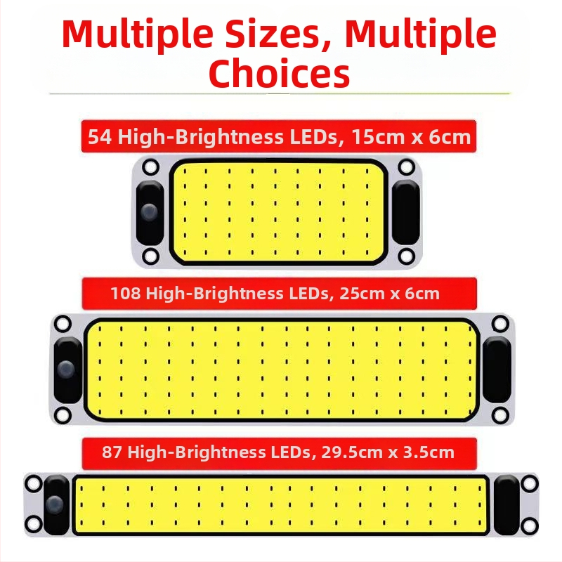 LED COB vnútorné čítacie svetlo do kabíny vozidla — 12-85V, hliníková COB doska, 54/64/87/108 diód, vhodné pre nákladné autá, osobné autá, dodávky a autobusy
